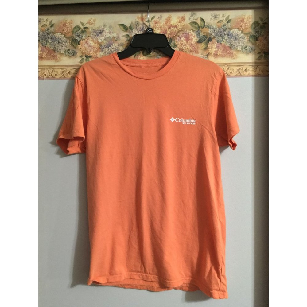 Columbia Medium Orange PFG Fishing Outdoor Casual T-Shirt Top